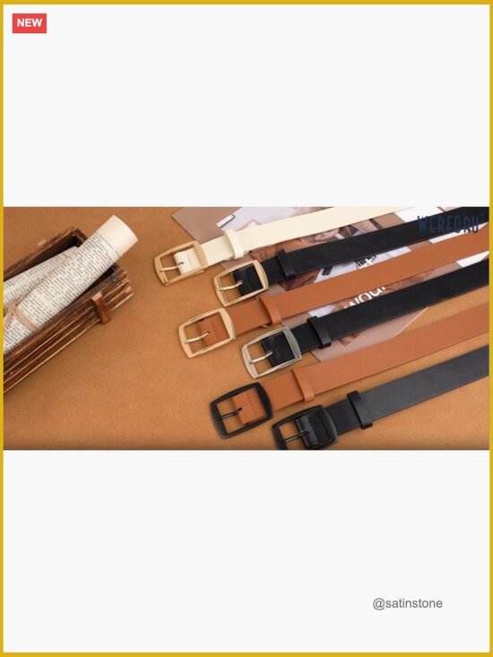 2 Pack Women Faux Leather Belts with Gold Pin Buckle